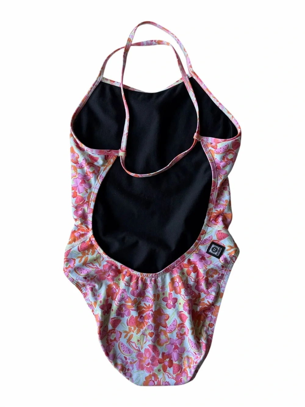 JOLYN Brandon Pink Orange Floral One Piece Swimsuit Size 28 2/4 Open Back Swim